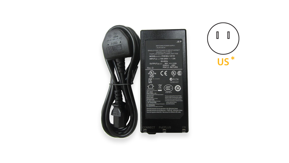 802.3af/at PoE Injector (Plastic) (US)